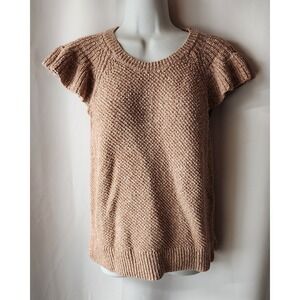 Madewell Beige Sweater M Knit Womens Short Cap Flutter Sleeve‎